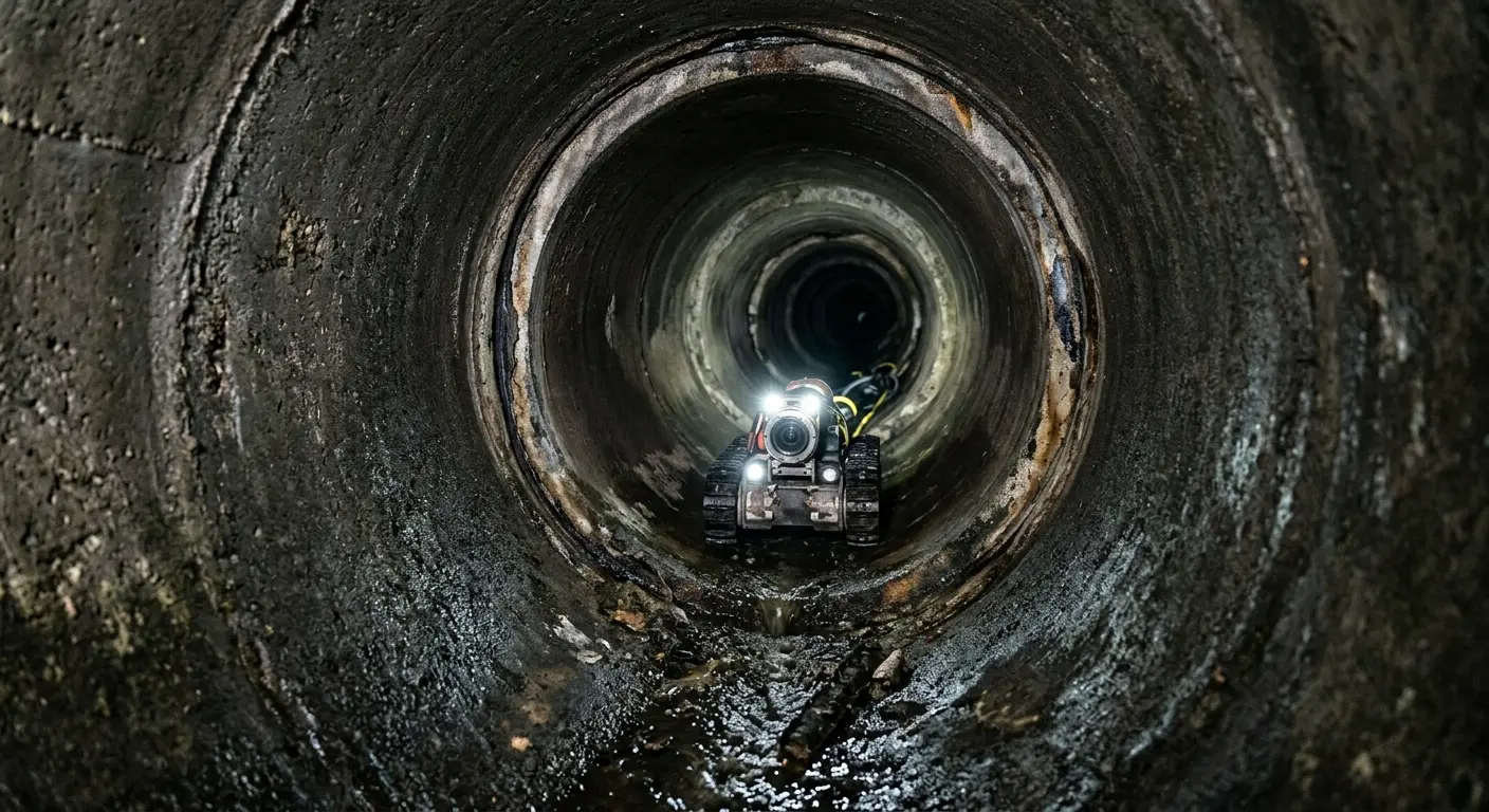 Robotic sewer camera inspecting pipe interior for Sewer Line Repair in Poquoson